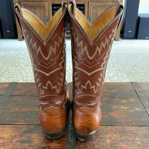 Men's Justin Brown Two-Tone Leather Western Boots 2450 Size 8.5 - Picture 3 of 7